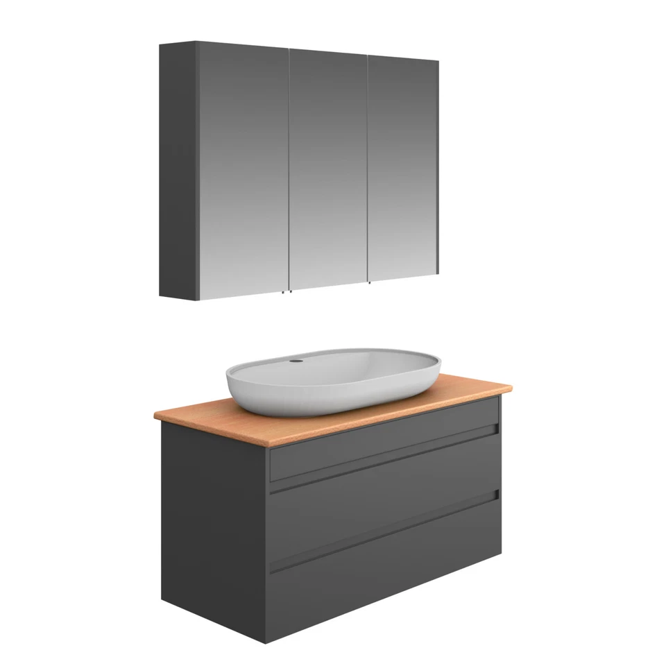 Badmöbel Set Unterschrank 80 100 Cm Bad Schrank Badezimmer Waschtisch Matt Holz - Bild 4 von 4