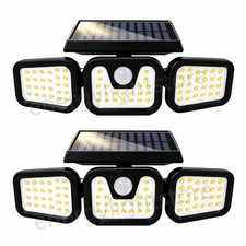 2 Pack Solar Lights Outdoor 3000lm Led Motion Sensor 3-head Security Flood Light