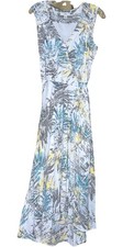 Halston wrap dress high low V-Neck Abstract Tropical Print Summer Resort Small P