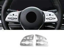 2pcs For Mercedes-Benz A-Class 2019-2022 Silver Steering Wheel Button Frame Trim