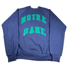 Vintage 90s Notre Dame Fighting Irish Spellout Sweatshirt Sz L Made In USA