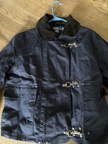 Polo Ralph Lauren Fireman Jacket Short Length Navy Black Collar M Medium - Picture 2 of 14