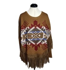 Suéter Poncho Algodón y Centeno Outfitters Suroeste AZTEC Tobacco Flecos|Talla:S