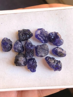 61.95 Carat 11 Piece Stone Lot, Natural Tanzanite Raw Gemstone, Dark BlueCrystal