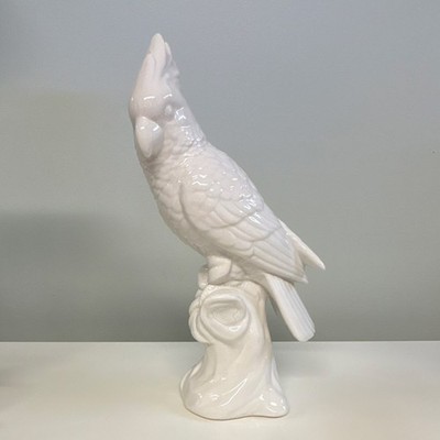 White Ceramic Parrot Bird Figurine Decorative Collectible Sculpture. RARE FIND!!