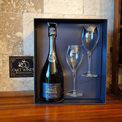 JS-93pts! Charles Heidsieck Brut Reserve Champagne Gift Set with Flutes