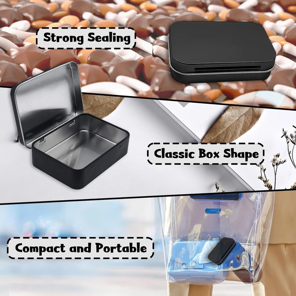 3 Stück Schwarze Metalldosen Kleine Metallbox Dosen mit Deckel Rechteckige - Bild 3 von 4