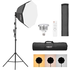AMBITFUL AL-50 50W Bi-Color LED Video Lights Kit Softbox Camera Studio Lighting