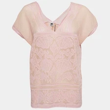 M Missoni Pink Patterned Lurex Knit Top L