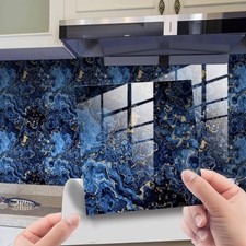 Marble Tile Stickers Kitchen Bathroom Backsplash Peel & Stick PVC Wall Decals