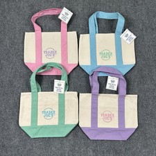 Trader Joe's Pastel Mini Canvas Tote Bags 2025 Limited Edition Lot of 4 New