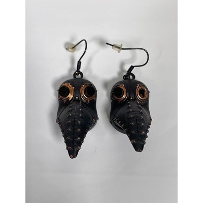 Plague Doctor Earrings Steampunk Gothic Mask Crow Bird Beak Halloween Cosplay