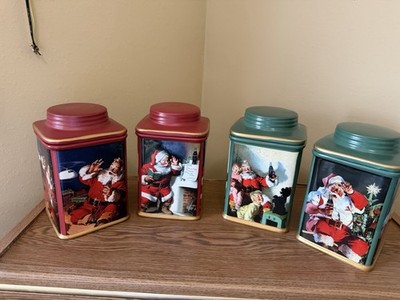 Set of 4 vintage Coca-Cola Holiday Portraits stoneware canisters by Sakura