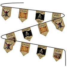 Jolly Roger Pirate Banner - String Flags, Fabric Bunting, Indoor/Outdoor Deco...