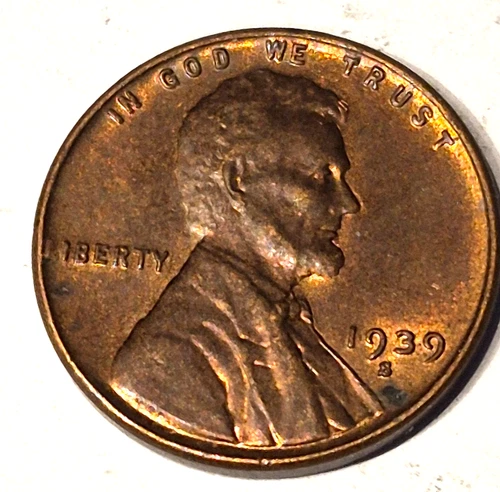 1939 S Lincoln Wheat Penny, Cent, AU