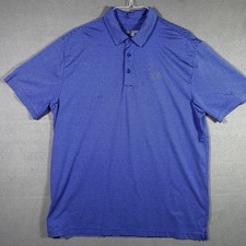 Under Armour Polo Shirt Mens 2XL Blue Stripe HeatGear Loose Fit Golf Performance