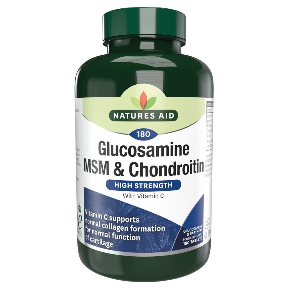 Natures Aid Glucosamine 500mg MSM 500mg + Chondroitin 100mg 180 Tablets - 4 Pack - Image 5