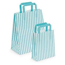 Image of Bright Stripe Kraft Paper Gift Bags - Recyclable Loot Bags – Flat Handles