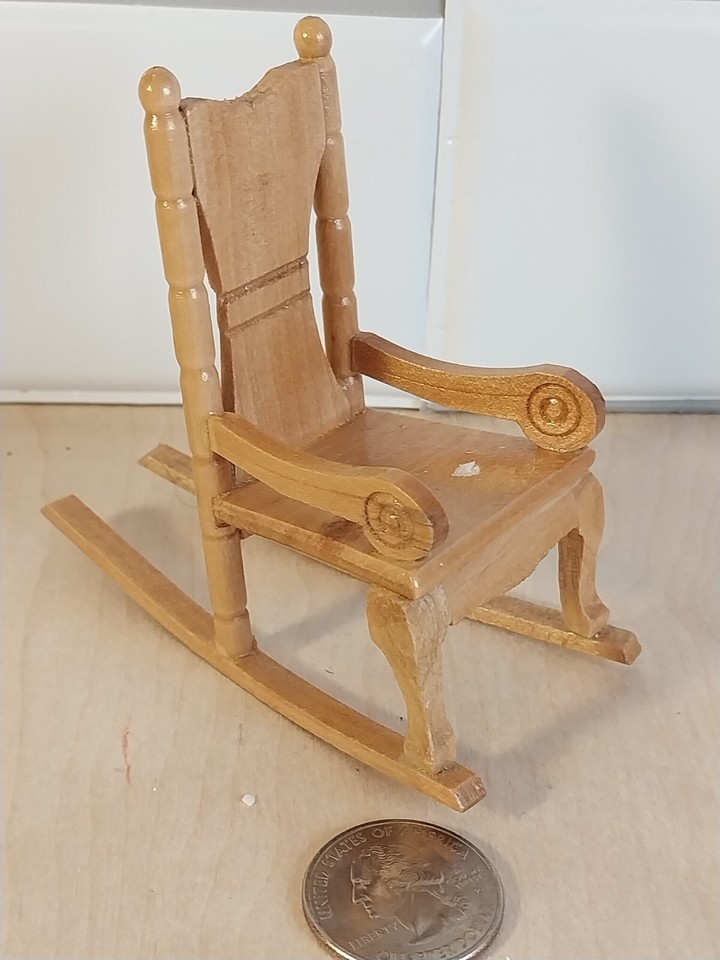 Vintage Wood Rocking Chair Dollhouse Furniture eBay