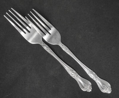 Stanley Roberts Precious Rose Stainless Steel Dinner Fork set of 2. 7 3/8'' Long