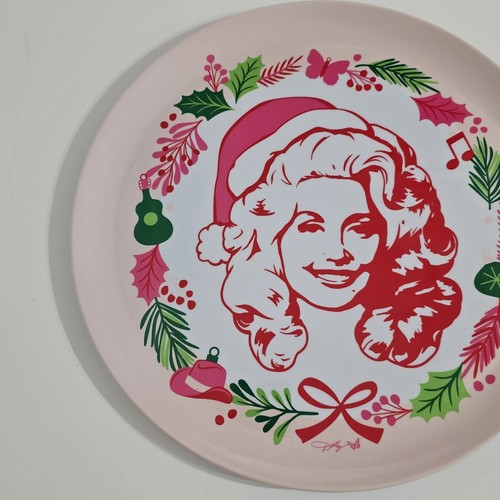 Dolly Pardon Holiday Melamine Tray 14.17 in DIA Santa Hat Butterfly Guitar Hat - Picture 12 of 17