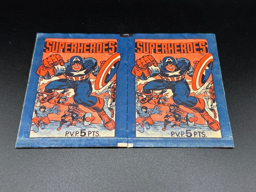 Confezione Cera Adesivo Vintage 1980 Marvel Superheroes - Spagnolo 5 PTS SOLO CONFEZIONE VUOTA - Foto 2 di 4