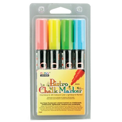 Marvy 480 Bistro Chalk Marker, Broad Bullet Tip, Set of 4 Markers, Choose Colors