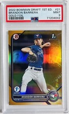 BRANDON BARRIERA PSA 9 GOLD FOIL /50 1ST EDITION 2022 Bowman Draft #BD21 POP 2