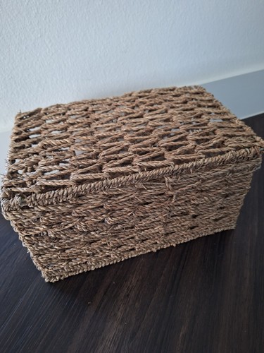 Mainstays lidded seagrass bin 13.78x9.06x7.48 Rectangular - Picture 3 of 6