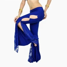 Belly Dance Flank Openings Lace Pants Latin Dance Sexy Lacing Dance Pants