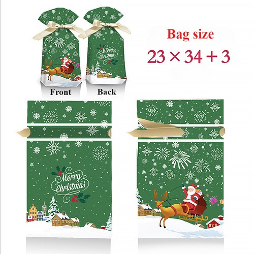 50PCS Christmas Candy Apple Bags Wrapping Bag Xmas Party Drawstring Gift Bags AU - Picture 9 of 18