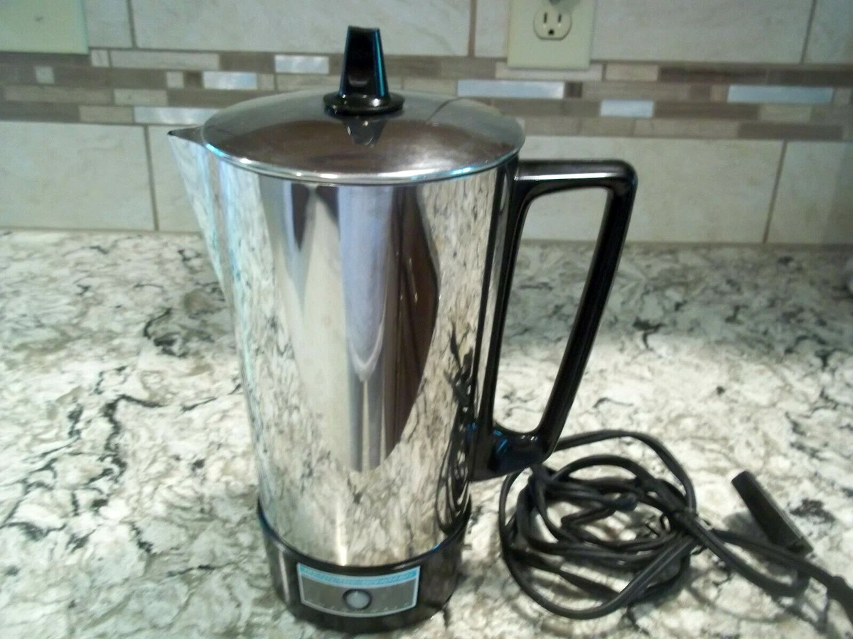 VTG MANNING BOWMAN 3 9 CUP STAINLESS PERCOLATOR COFFEE POT 43522