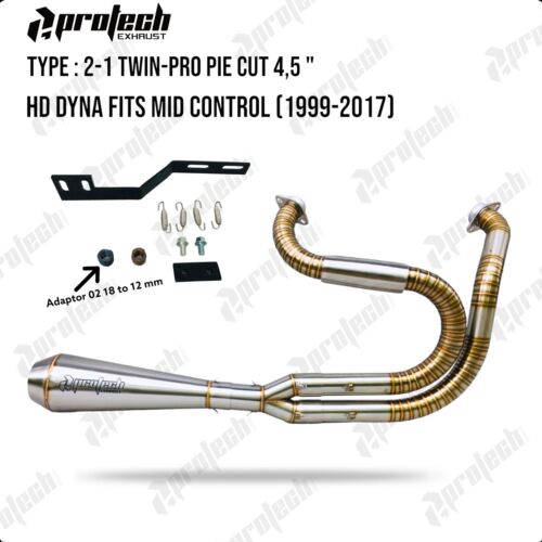 Protech Exhaust 2 Into 1 Harley-Davidson Dyna Superglide Low Rider Street Bob - Picture 3 of 4