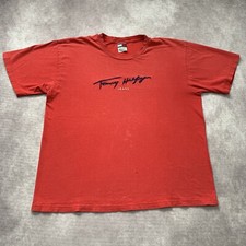 Vintage 90s Tommy Hilfiger Jeans Embroidered Shirt Size XL USA Made Red Spell