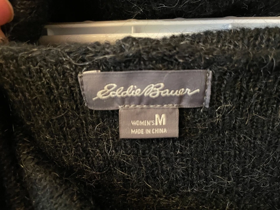 Suéter Capucha Túnica Suave Mezcla Poli Mohair Gris Carbón Eddie Bauer Mediano  Foto 3 de 3