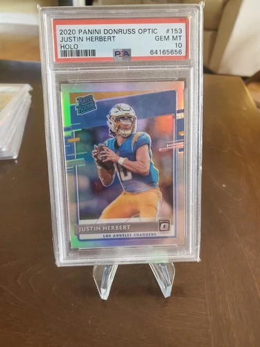 JUSTIN HERBERT 2020 DONRUSS OPTIC HOLO PRIZM RATED ROOKIE RC PSA 10 Q1241