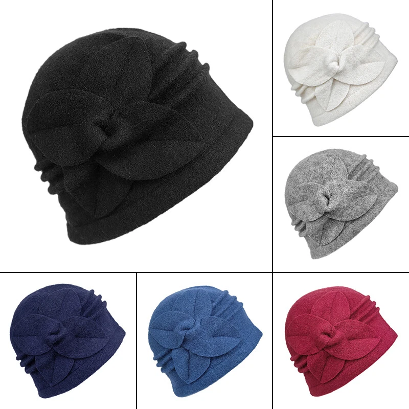 Mujer Lana Cálido Sombrero Lana Gorro Invierno Lana Boina Ciclismo Sombrero Foto 3 de 4