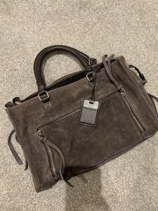 grey suede purse