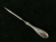 ** sterling floral engraved handle AWL/ HOLE PUNCH - NM  **