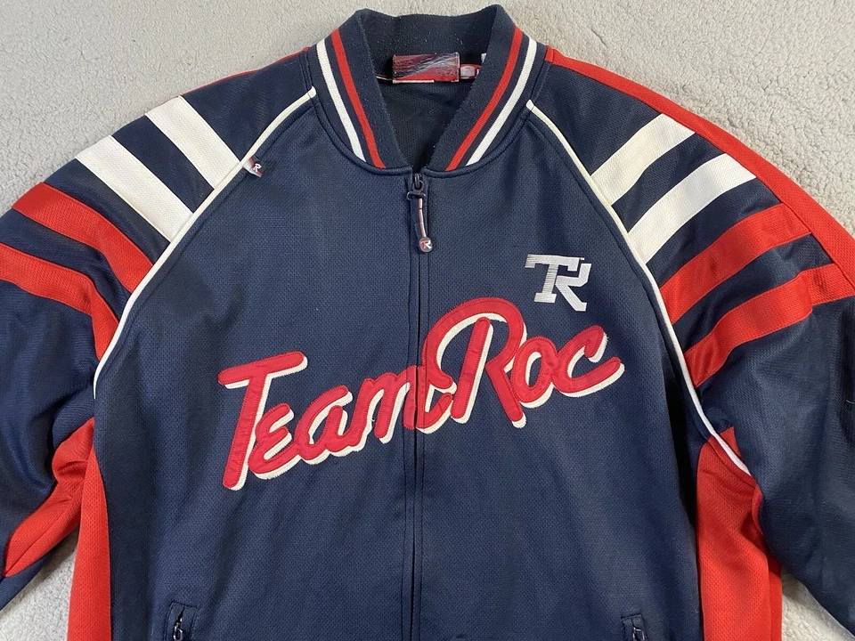 Chaqueta Rocawear Para Hombre Extra Grande Azul Rojo Streetwear Equipo Roc Diseñador Bombardero Foto 3 de 4