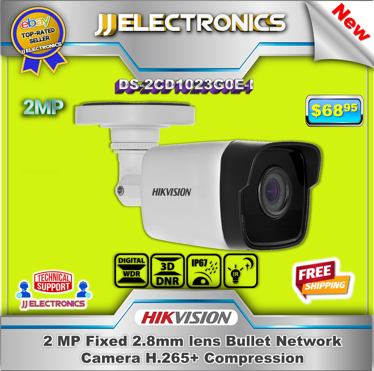 Camera IP Hikvision DS-2CD1023G0E-I 2.8mm, PoE, EXIR 30m, cấu hình qua trình duyệt