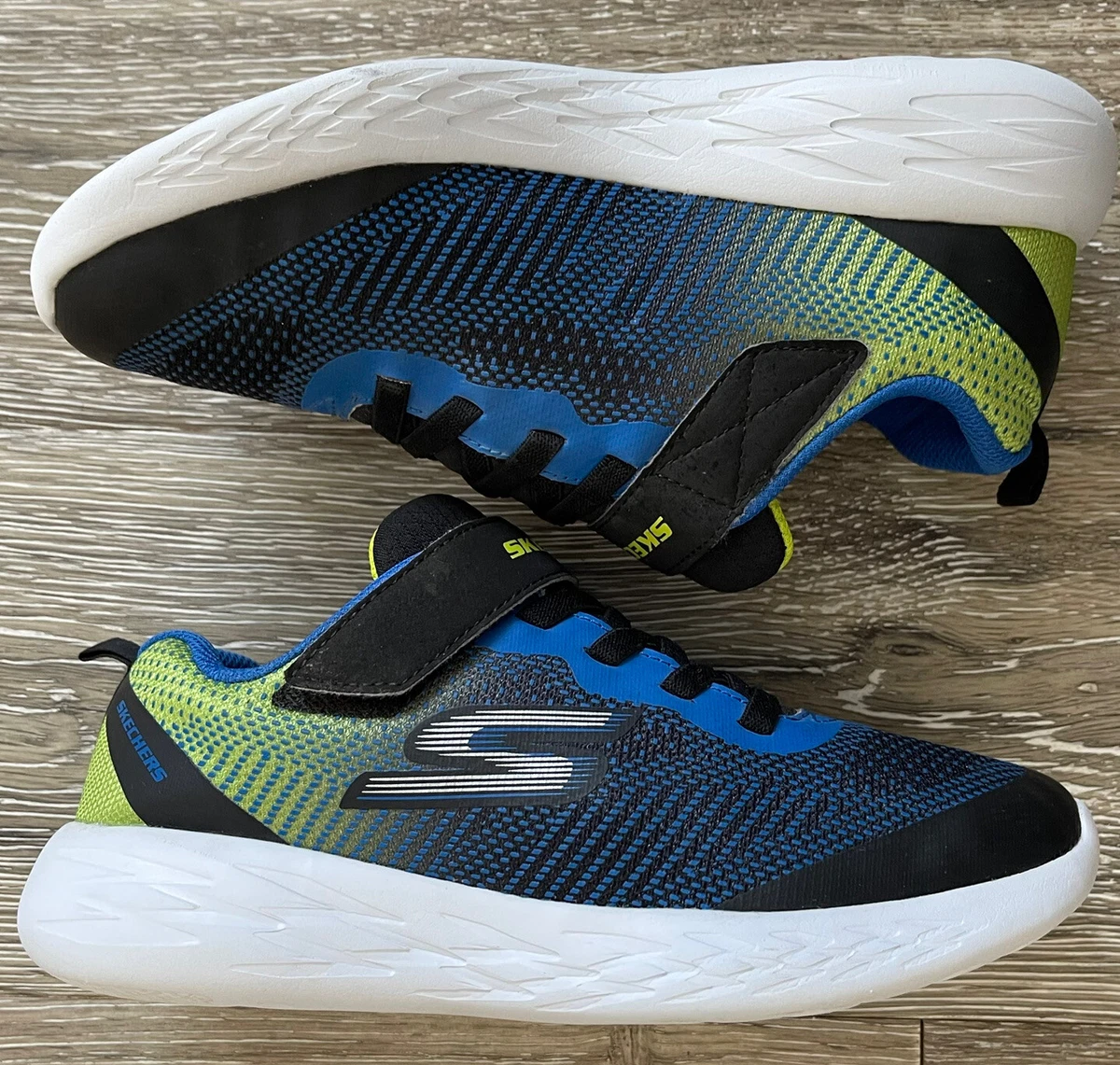 Skechers Boys Go Run Blue Running Shoes Sneakers 98067 Size 5 eBay