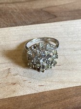 Vintage Sterling Silver 925 Cluster Rhinestone Ring Size 6.5