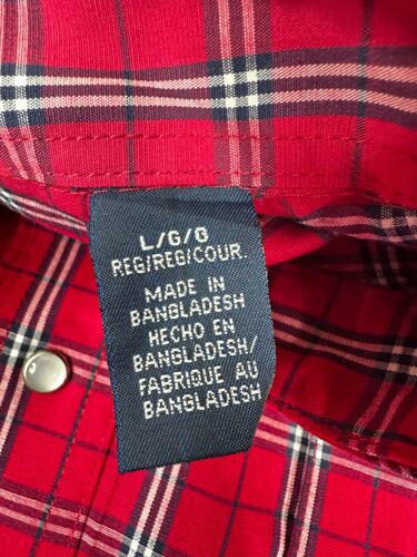 Wrangler Western Pearl Snap Shirt Men's Large Long Sleeve Rodeo Red New - Picture 7 of 15