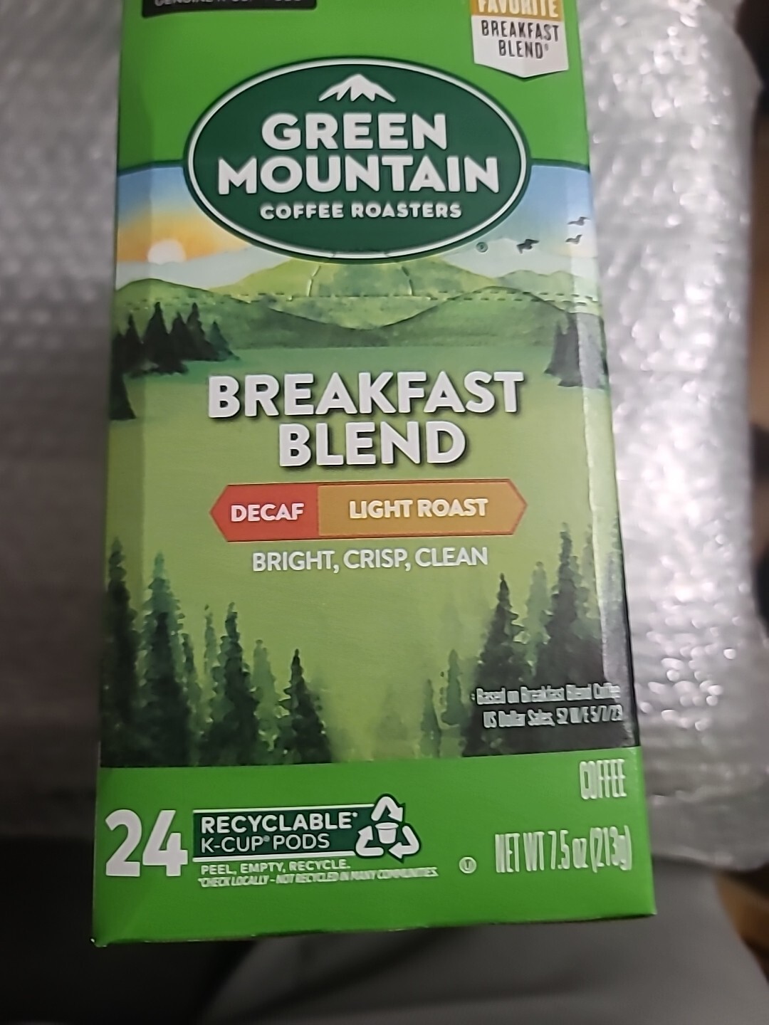 Green Mountain Breakfast Blend Decaf Light Roasted K-Cup Coffee Pods - 24 Count