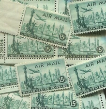 United States 15¢ New York Skyline Air Mail Postage Stamp #C35 Mint Pack of 100