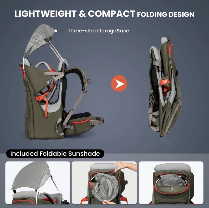 WIPHA Ergonomic Baby Backpack Carrier, Sun Canopy, Large Storage, Padded Seat. eBay