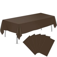 Brown 6 Pack Plastic Table Cloth 54" x 108", Disposable Tablecloths Rectangle