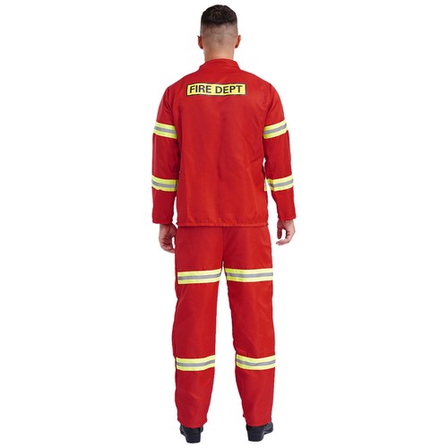 Mens Fire Chief Costume Halloween Firefighter Dress Up Role Play 4-piece Suit - Afbeelding 17 van 40