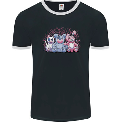 Zombie Cat Rabbit Bear Halloween Gothic Herren Ringer Maglietta FotL
